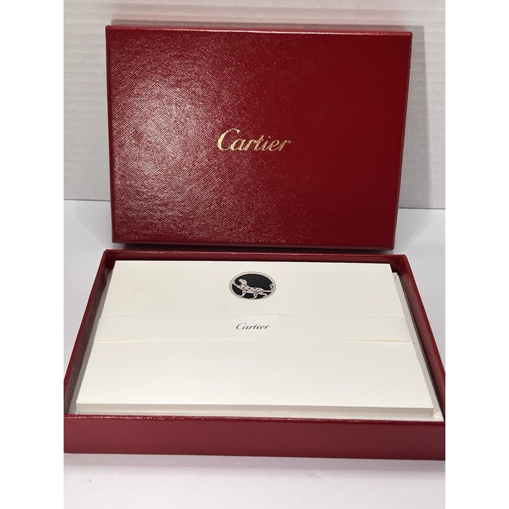 Vintage Cartier Panther Stationery Set10 (Rare) Gold Embossed Cards & Envelopes.